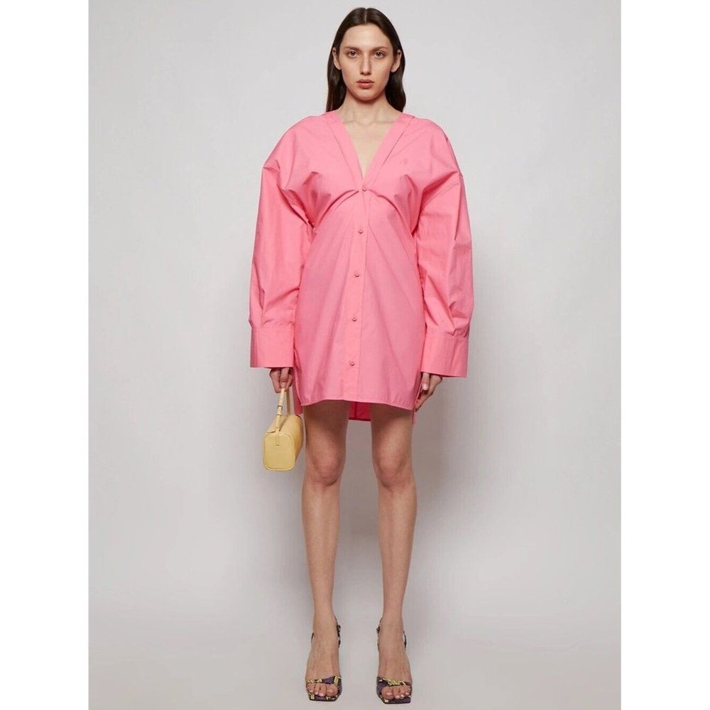 THE ATTICO Lala Mini Dress Bubblegum Pink Long Sleeve - Picture 1 of 6